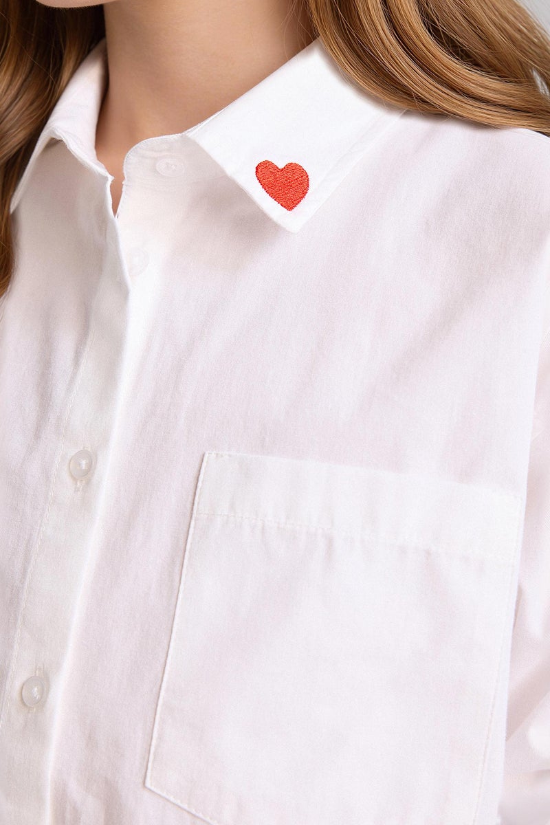 ديفاكتو قميص كم طويل بوبلين قصة عادية - Image 4